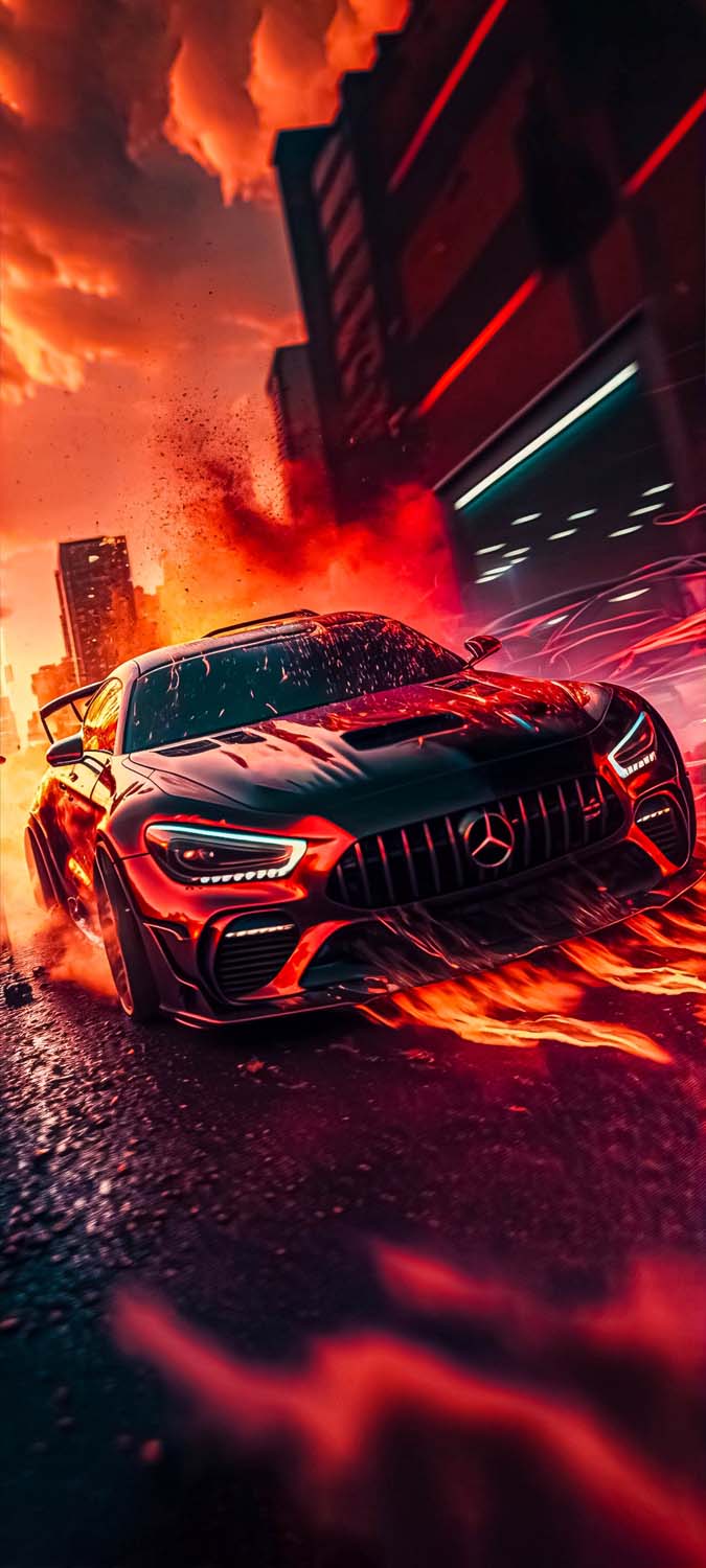 AMG GT on Fire iPhone Wallpaper HD