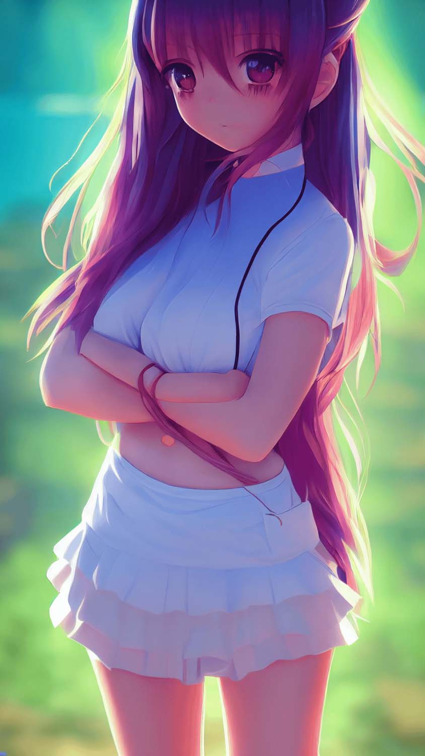 Anime Cute Girl AI Art iPhone Wallpaper HD