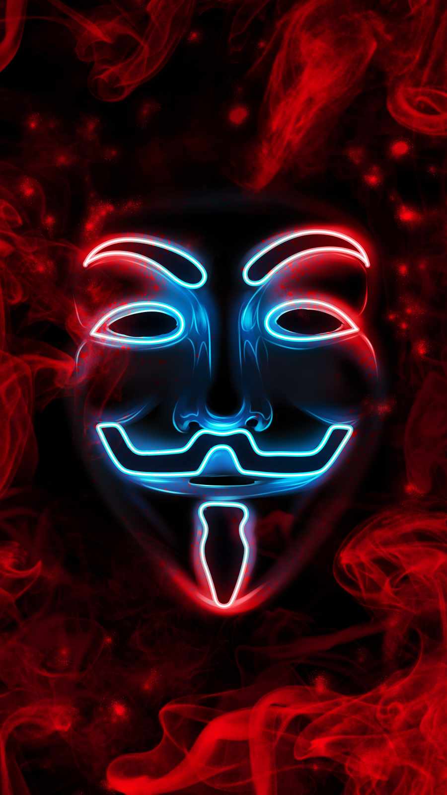 Anonymous Mask Neon iPhone Wallpaper