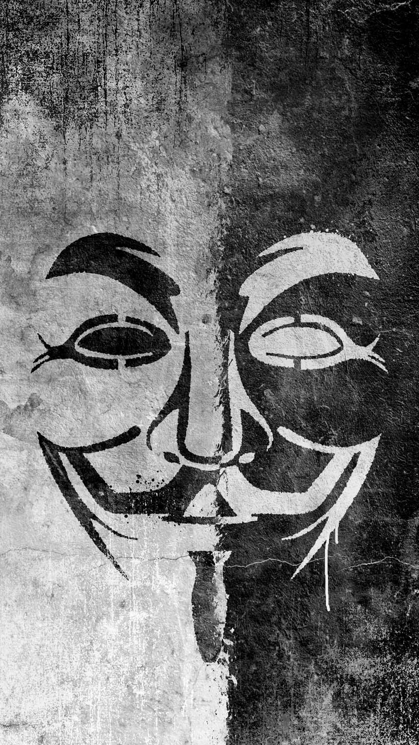Anonymous Mask Wall iPhone Wallpaper 4K