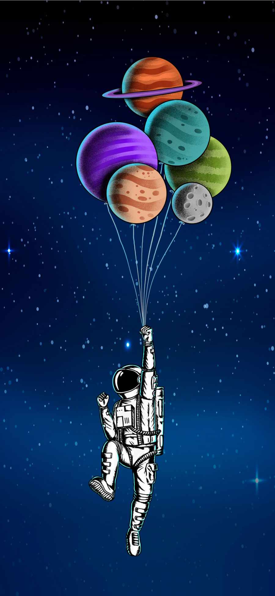 Astronaut Balloons iPhone Wallpaper