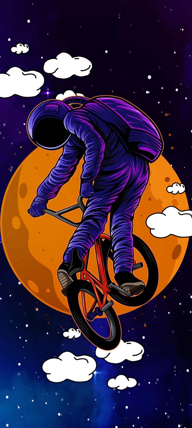 Astronaut Bike Rider iPhone Wallpaper HD