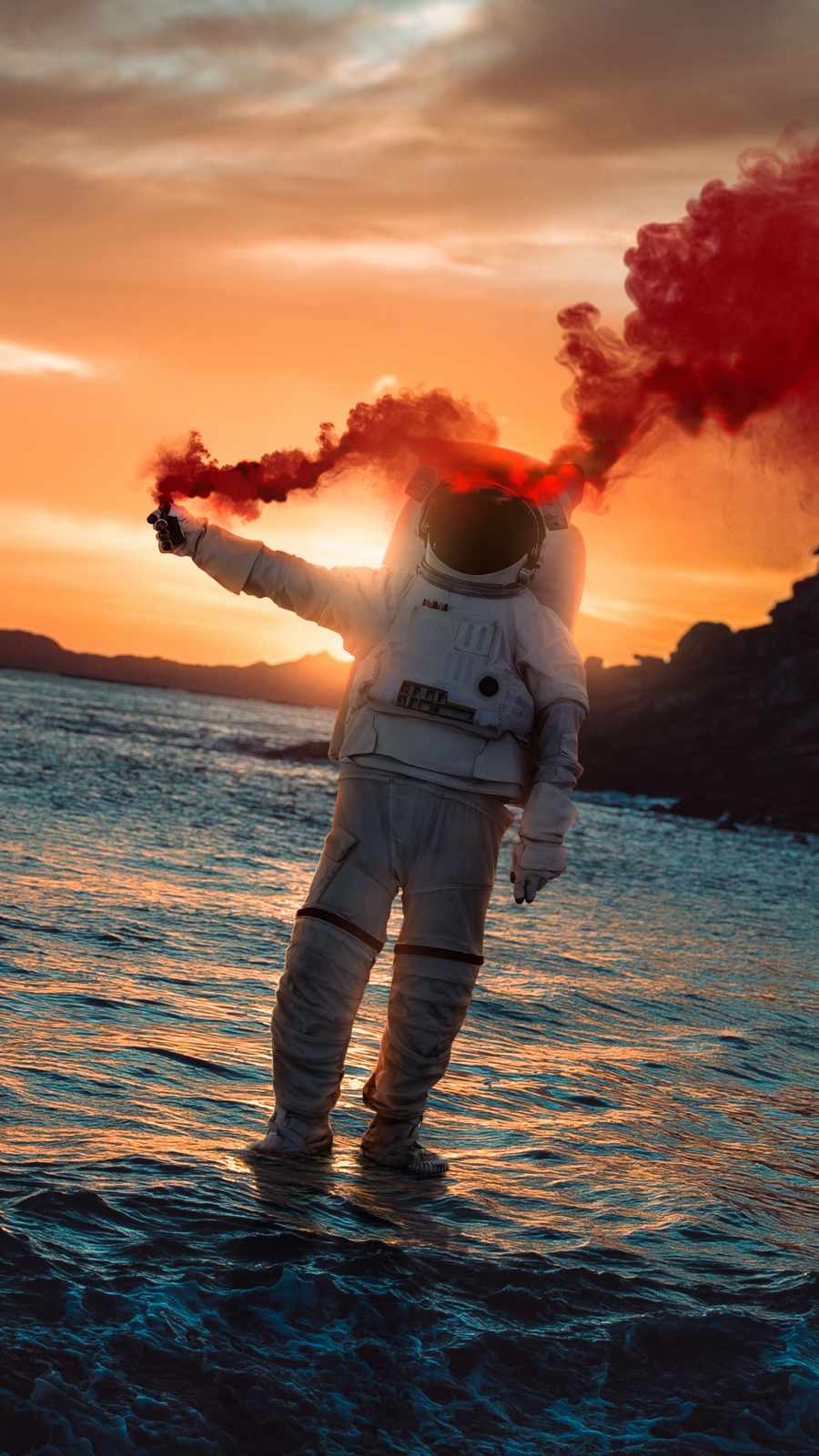 Astronaut Smoke Flare iPhone Wallpaper HD