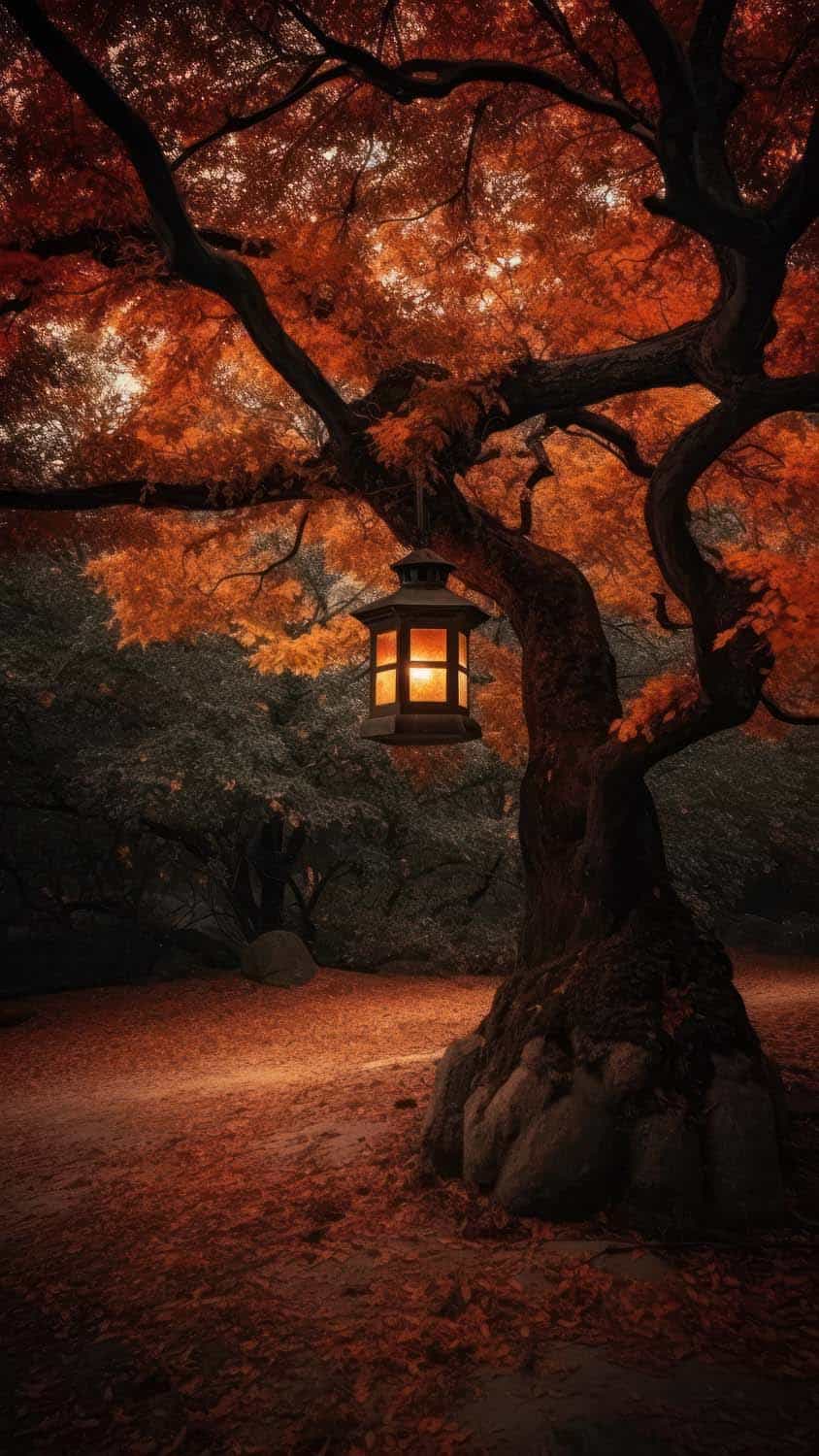 Autumn Lantern iPhone Wallpaper HD