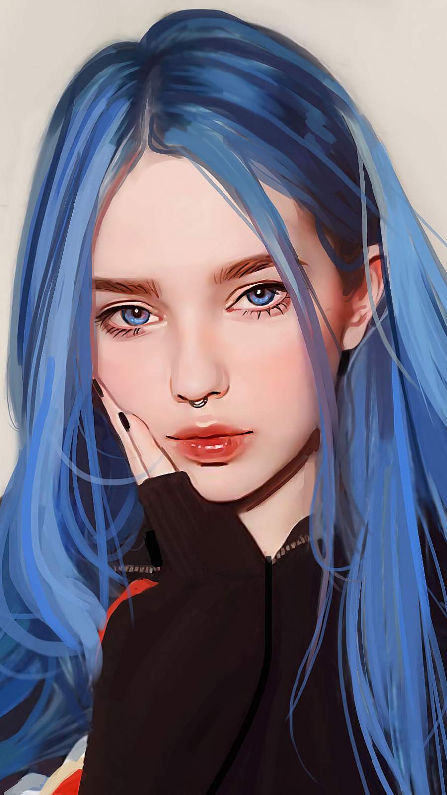 Blue Hairs Girl iPhone Wallpaper
