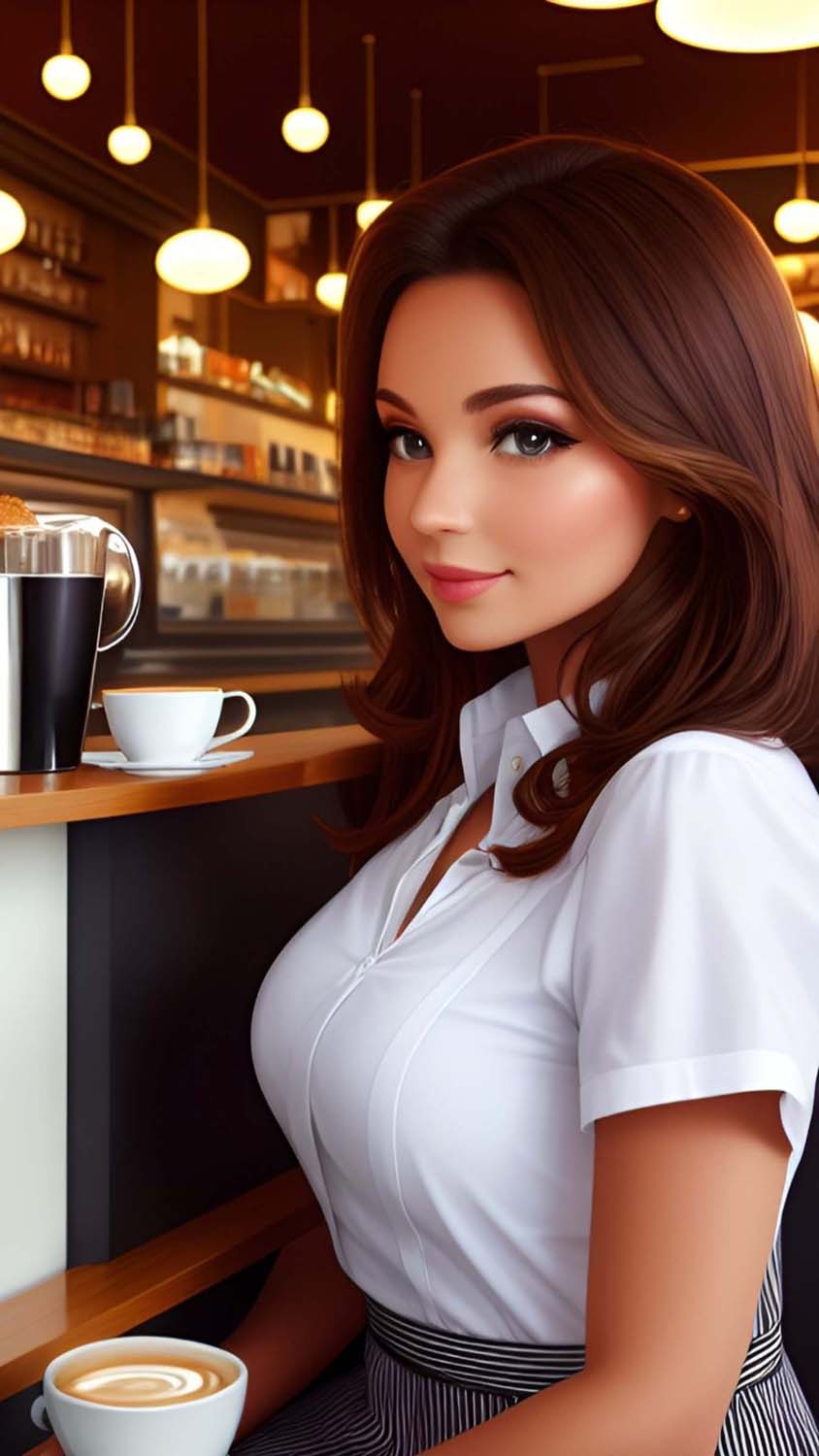 Brunette with Coffee iPhone Wallpaper HD