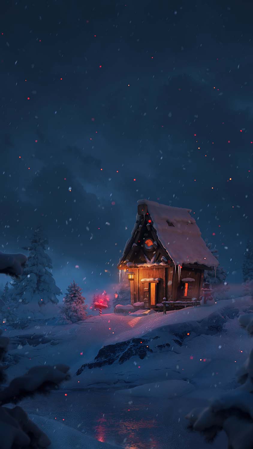 Christmas Snow House iPhone Wallpaper HD