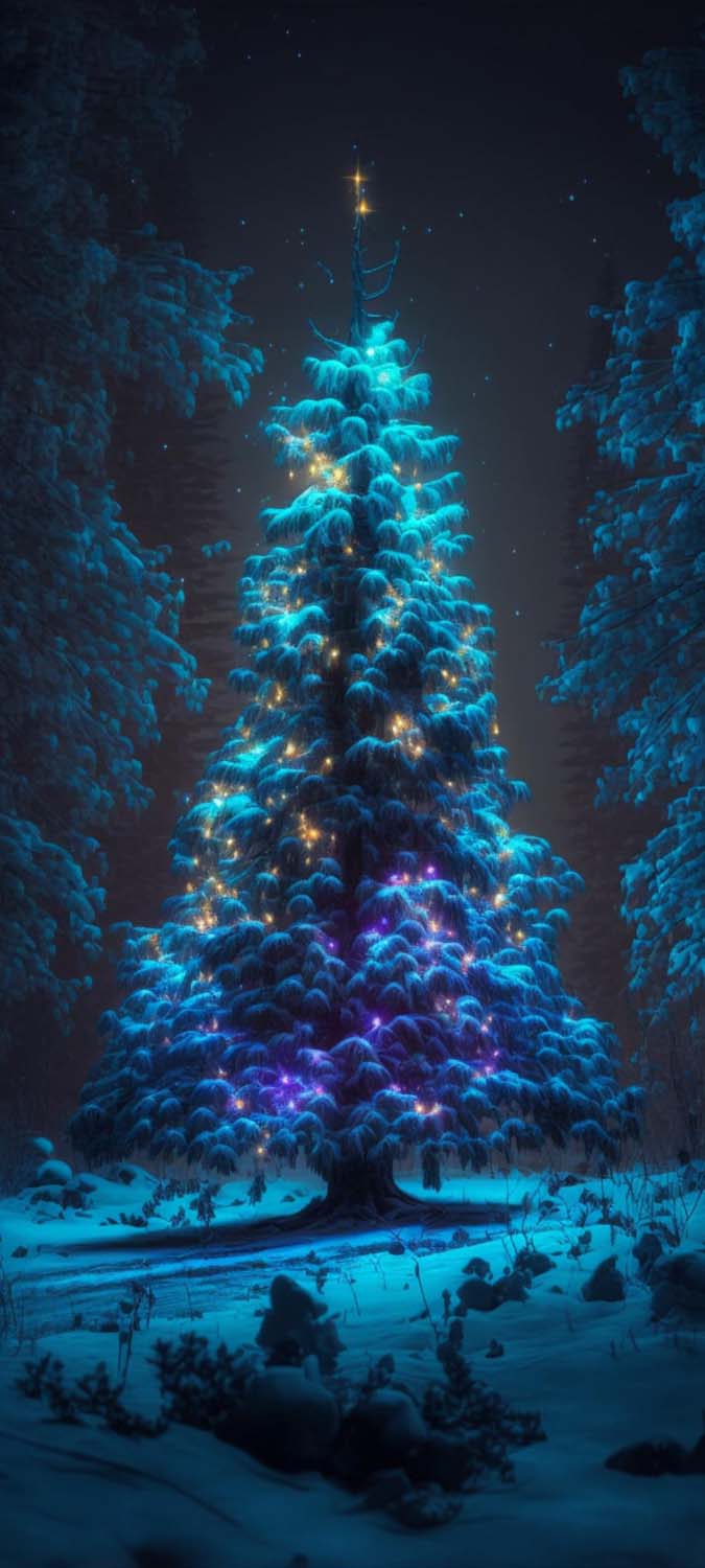 Christmas Tree Night Glow iPhone Wallpaper HD