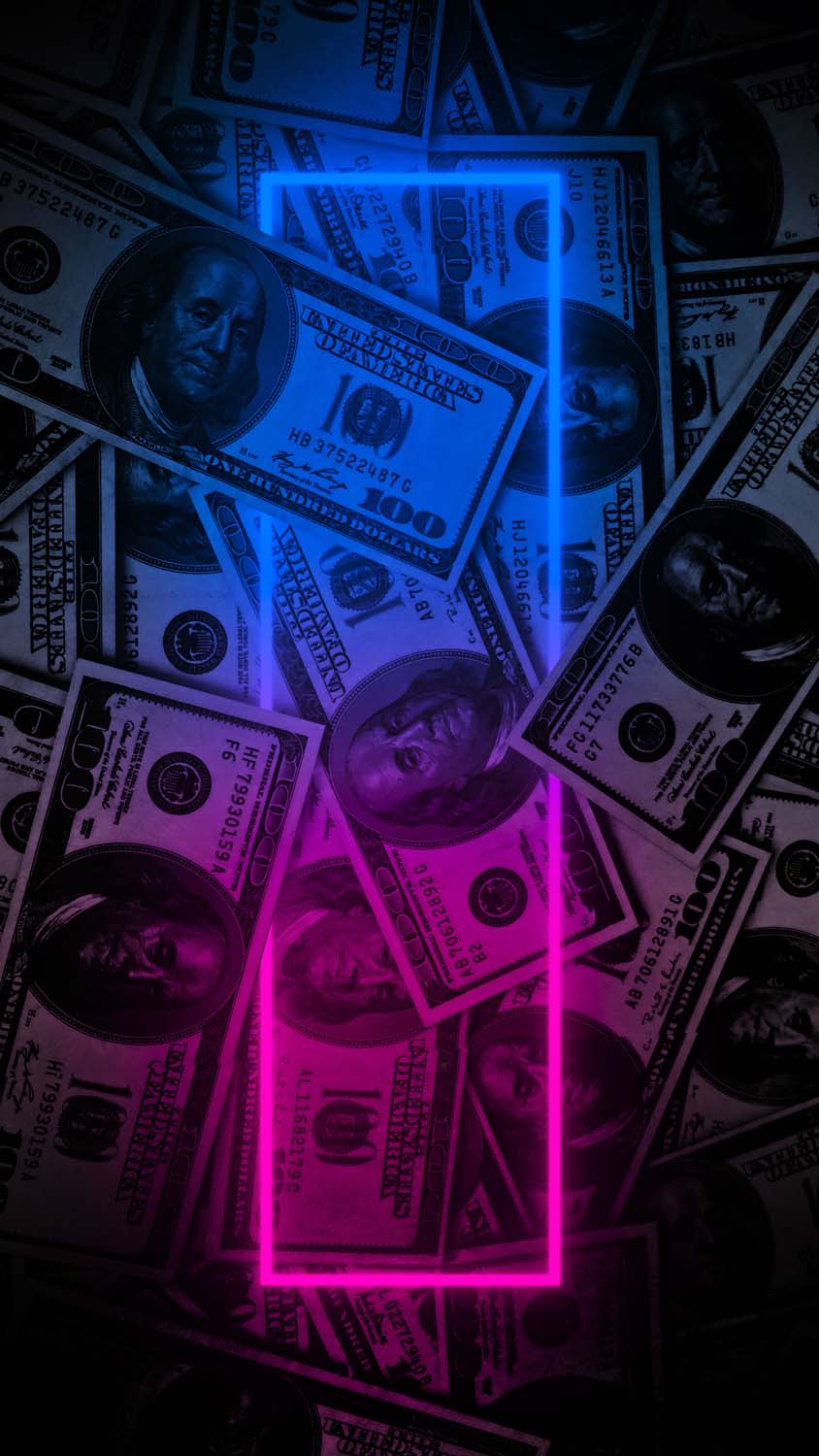 Dollars Neon iPhone 15 Wallpaper HD