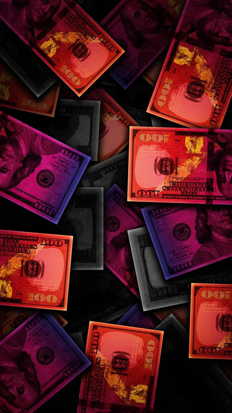 Dollars in Dark iPhone 15 Wallpaper