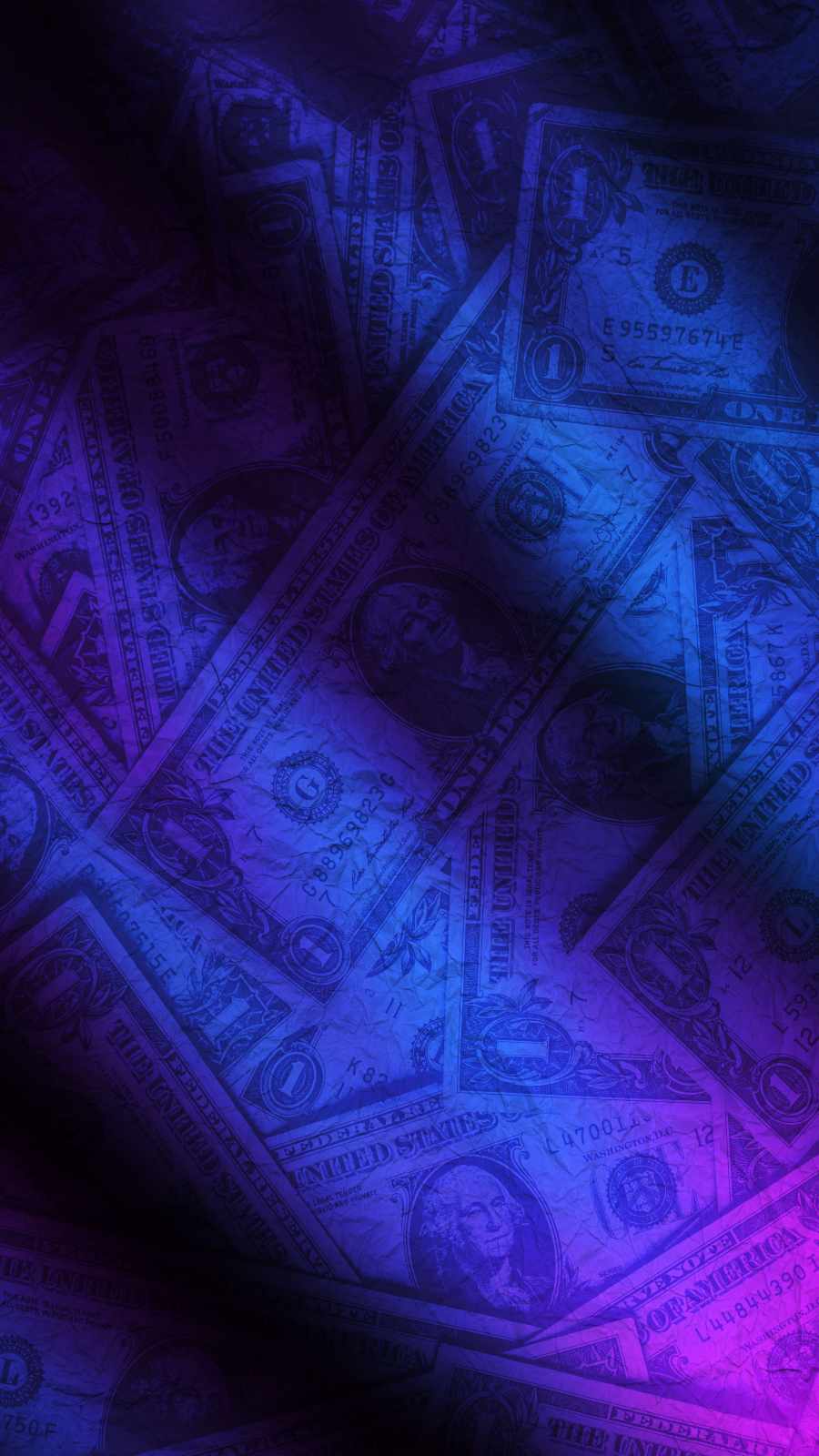 Dollars in UV Light iPhone 15 Wallpaper