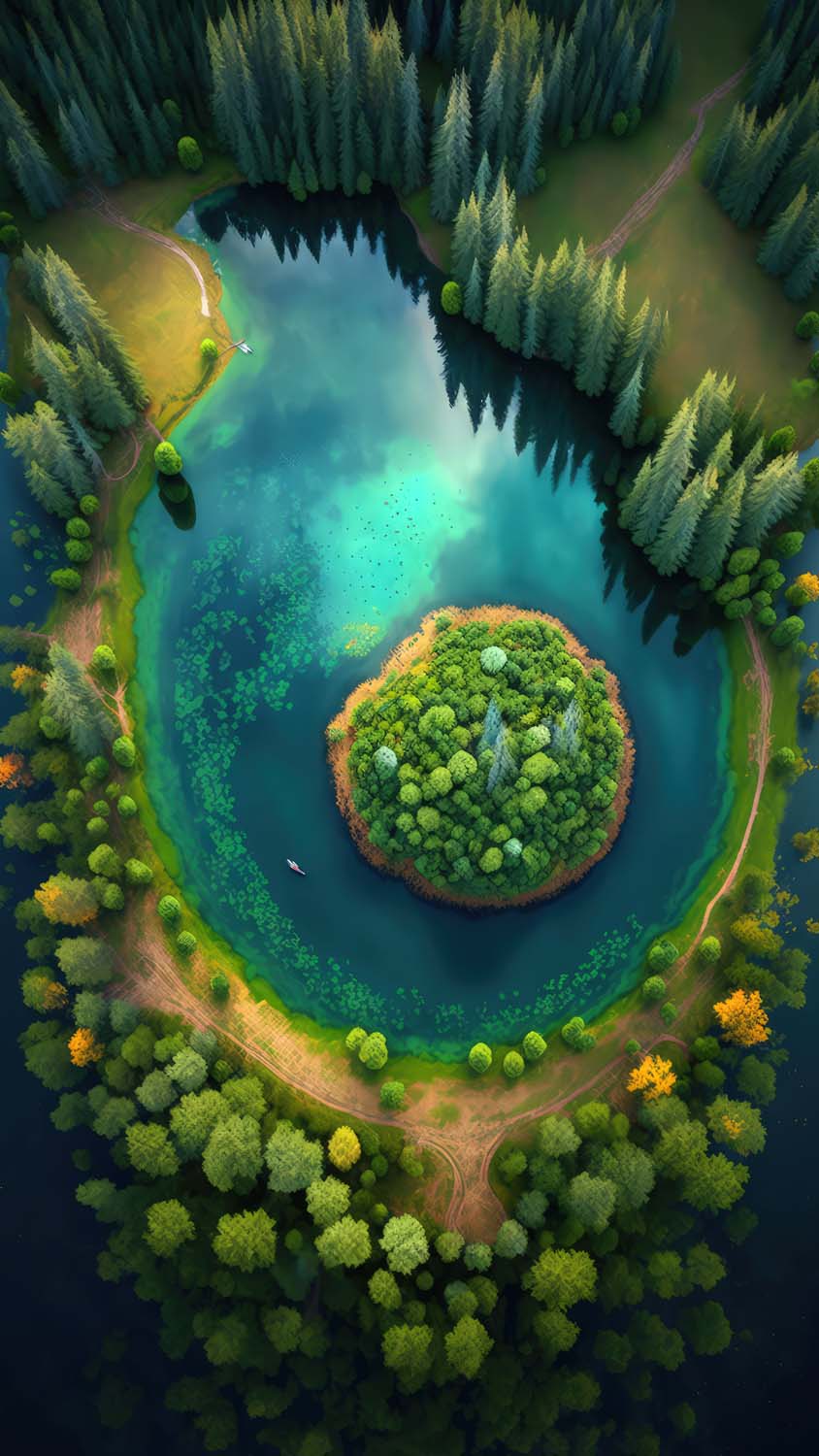 Lake Island iPhone Wallpaper HD
