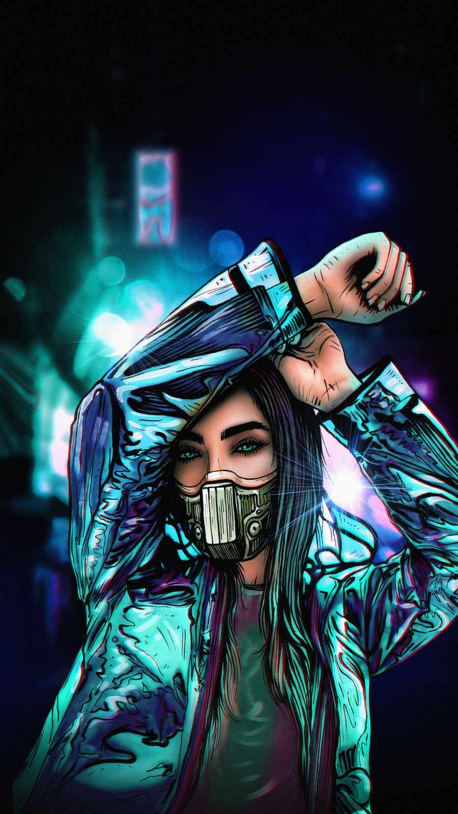 Masked Girl iPhone Wallpaper