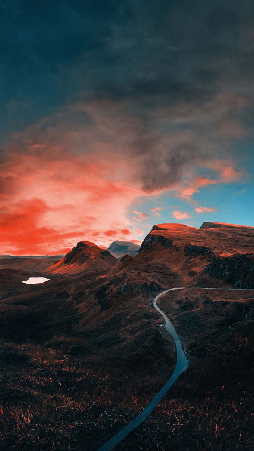 Mountain Road Sunset Clouds iPhone Wallpaper HD