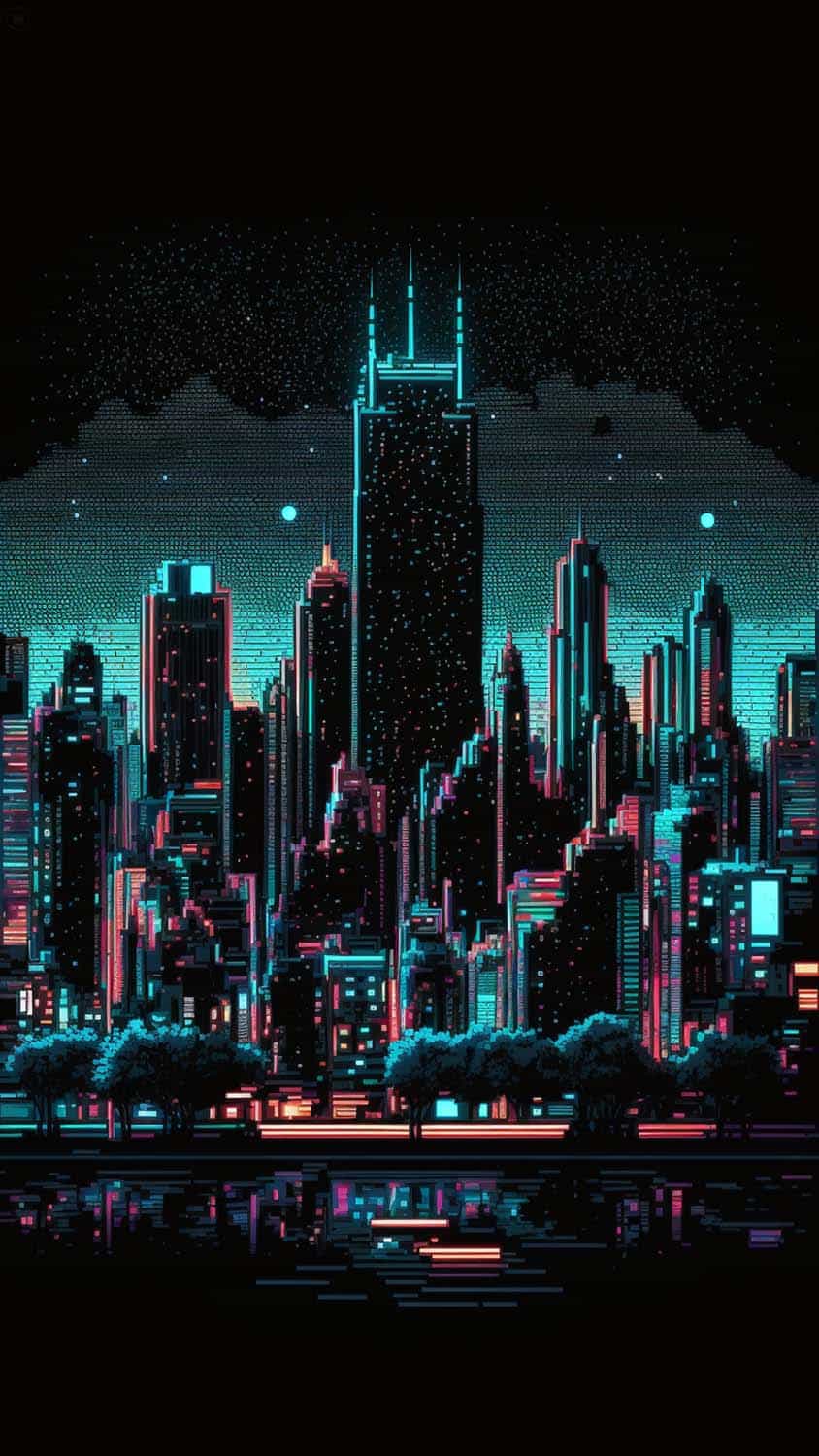 Pixel City iPhone Wallpaper HD