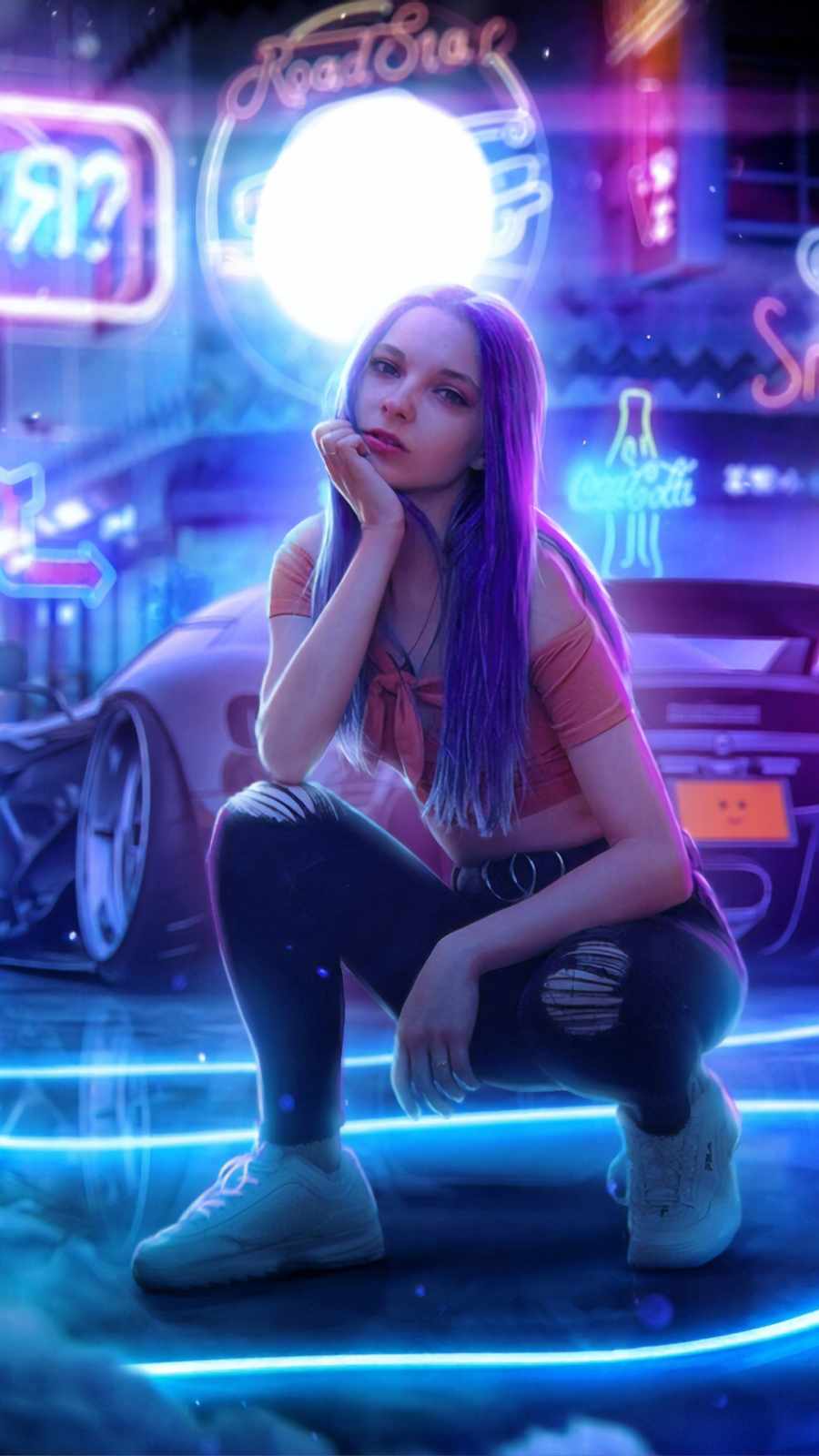 cyber girl with cars