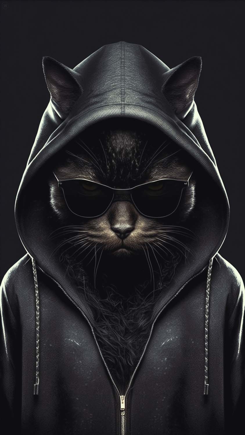 Black Hoodie Cat iPhone Wallpaper HD