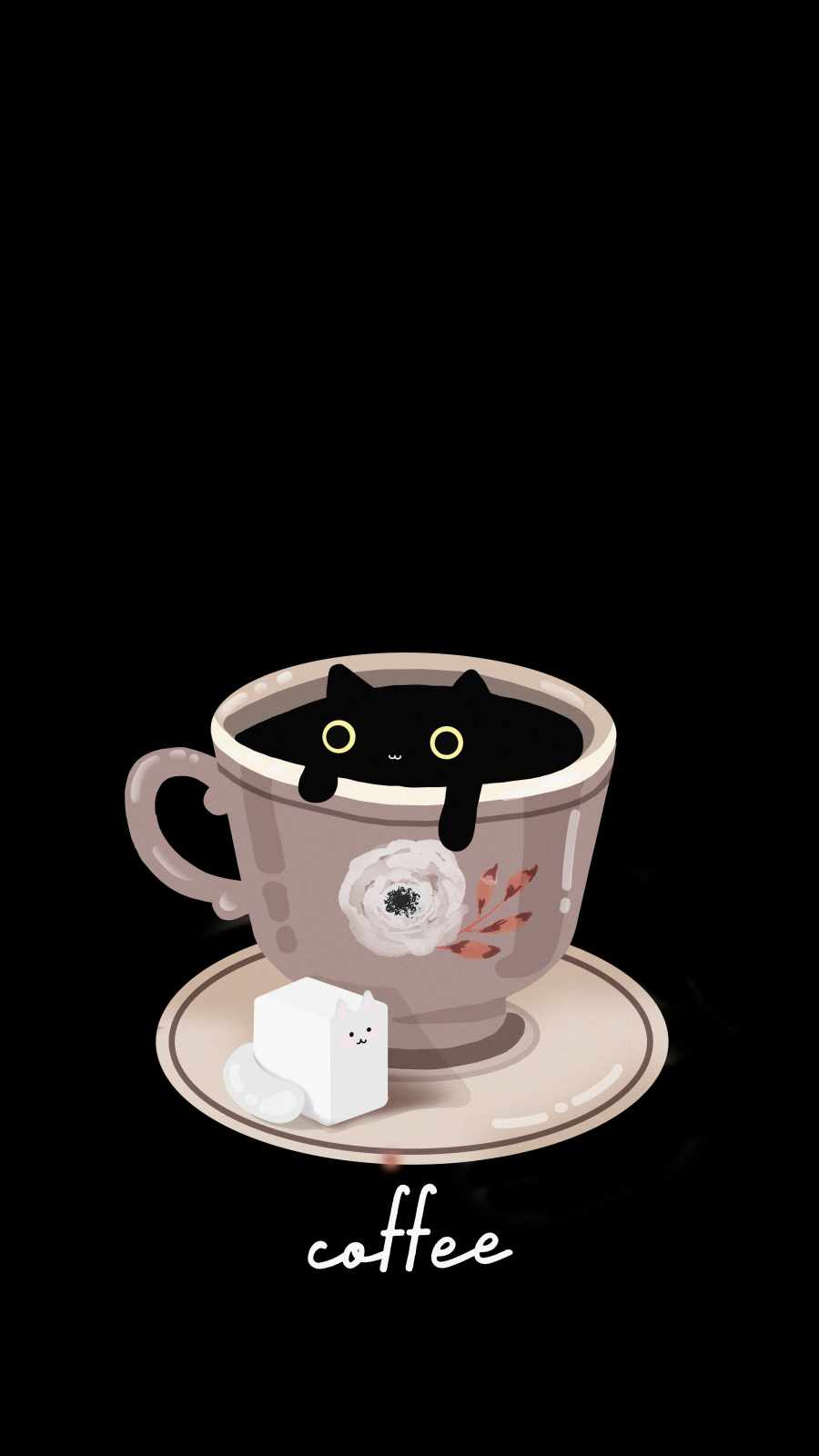Coffee With Cat iPhone Wallpaper