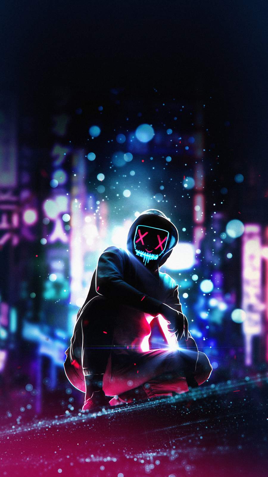 Masked Hoodie Neon Guy