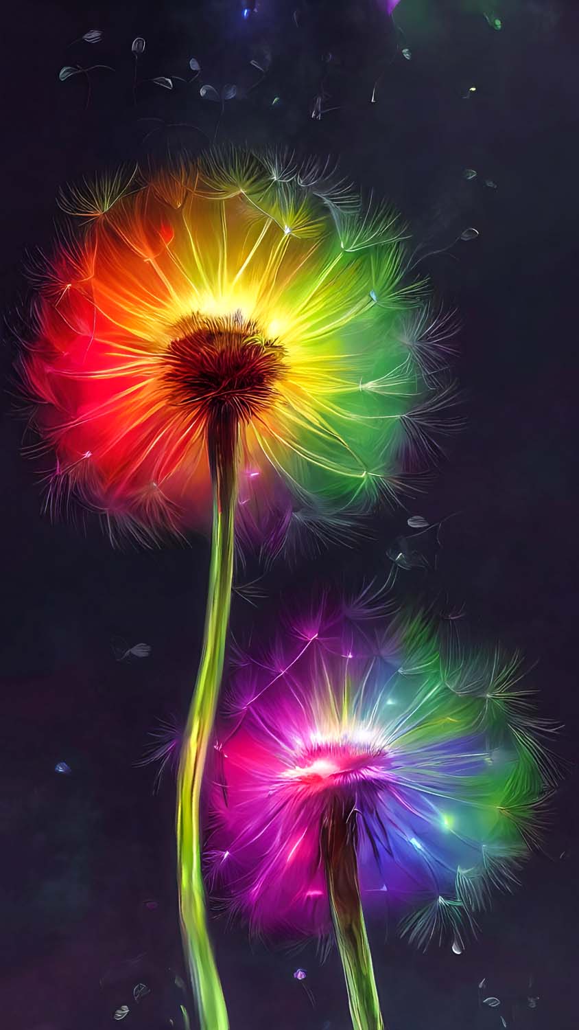 Colorful Dandelions iPhone Wallpaper HD