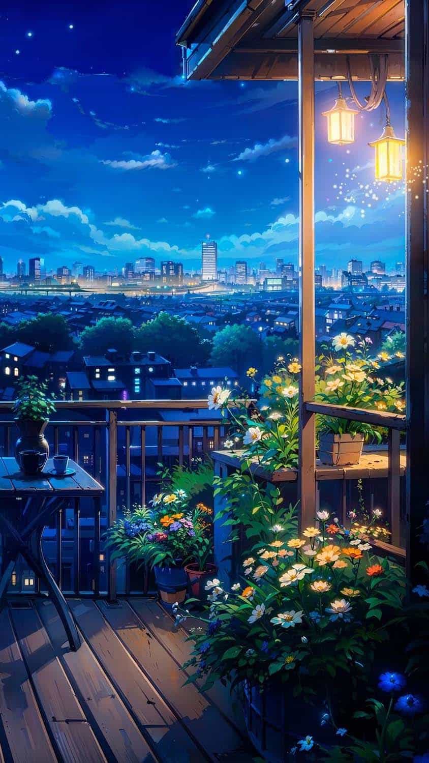 Evening Balcony City View 4K Wallpaper