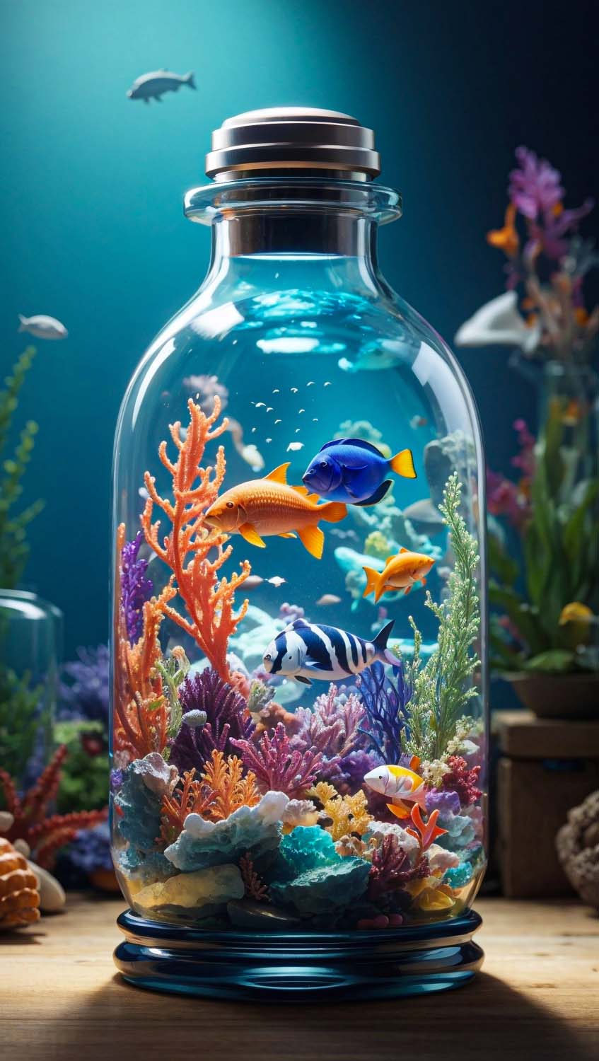 Aquarium Bottle iPhone Wallpaper