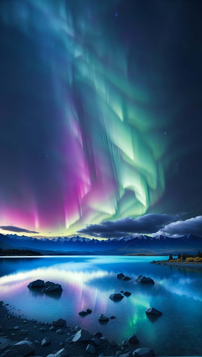 Aurora Lake iPhone Wallpaper 4K
