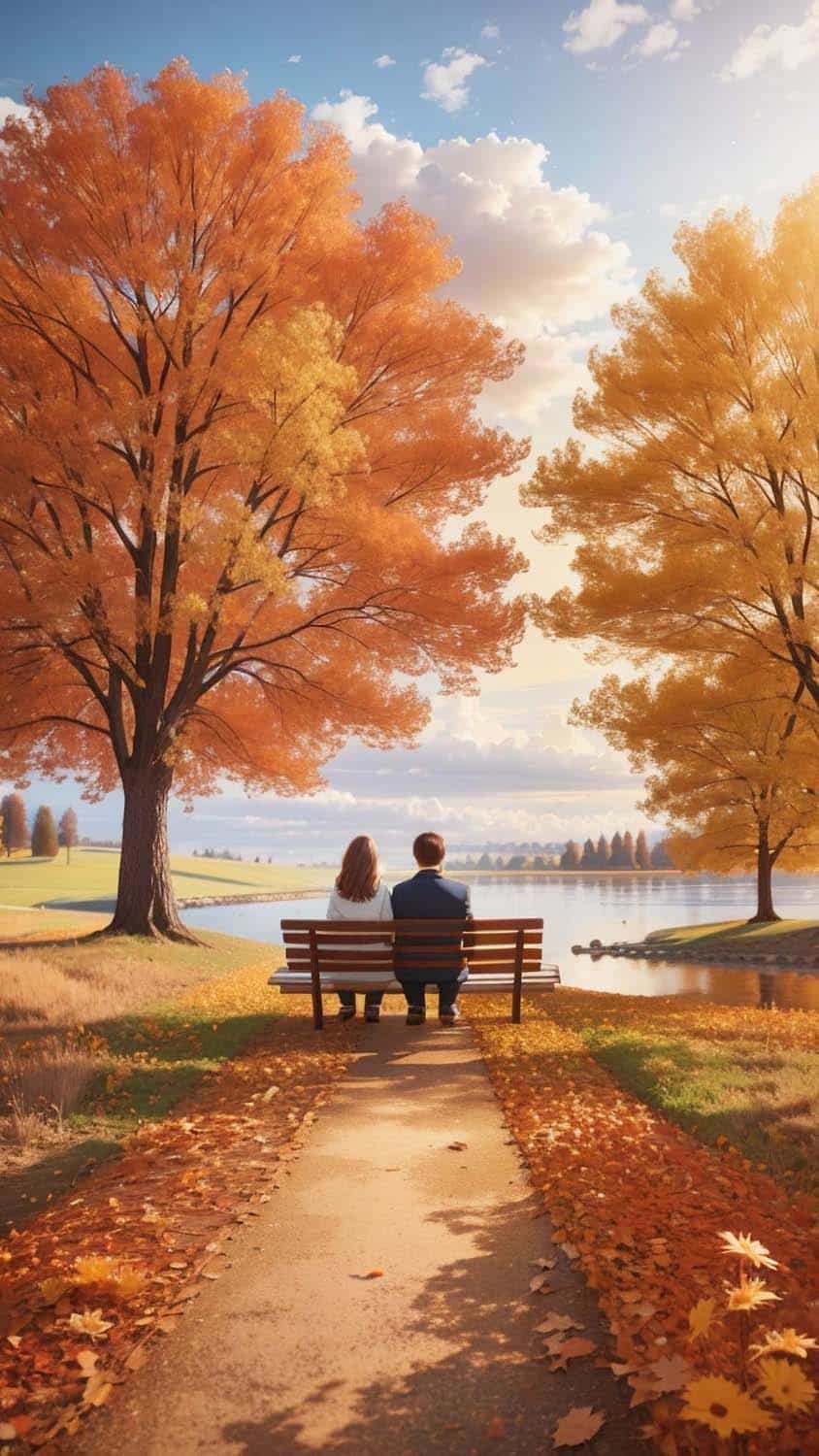 Autumn Couple iPhone Wallpaper