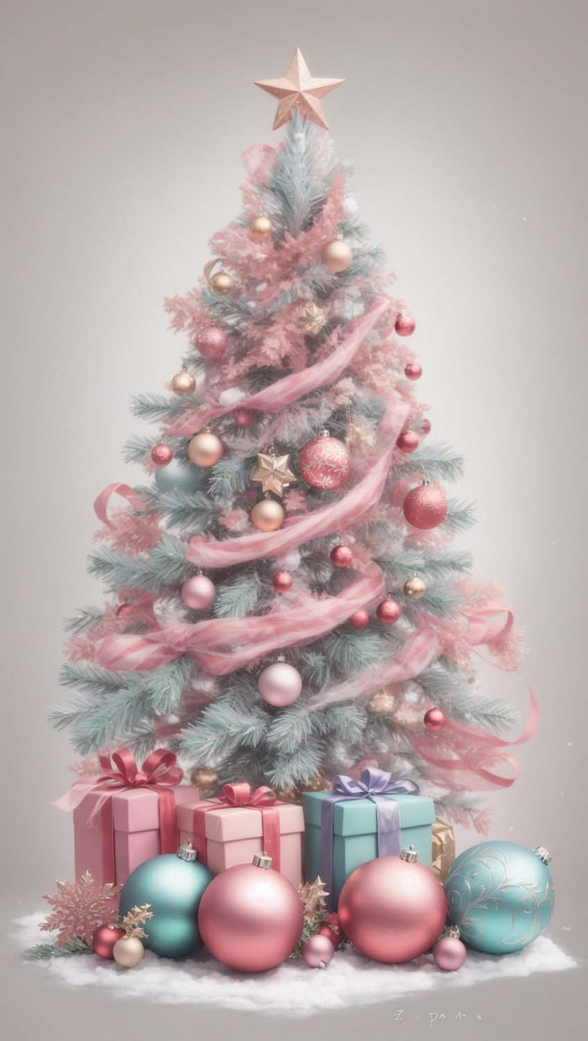 Christmas Tree White iPhone Wallpaper 4K