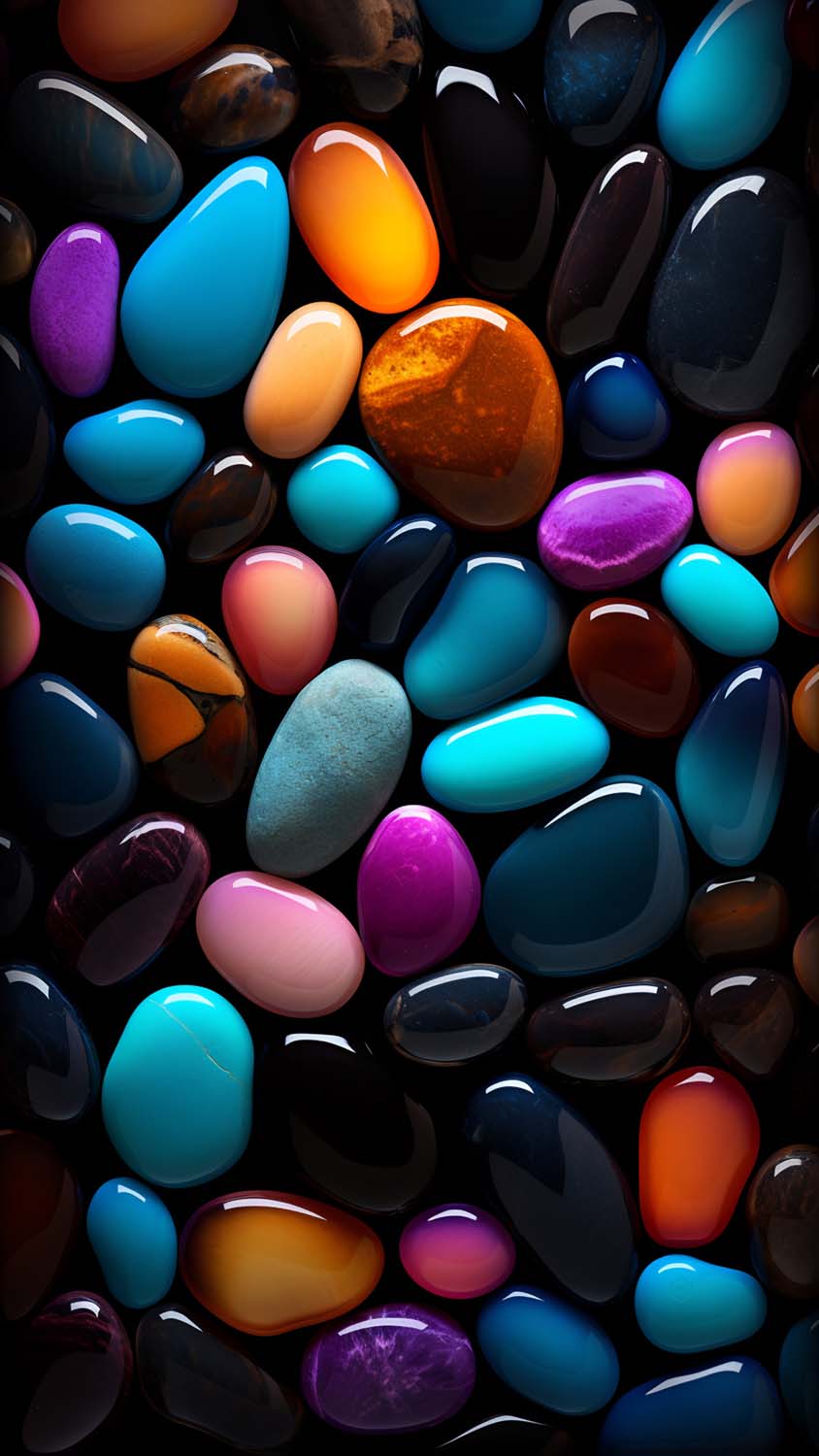 Colorful Round 3D Stones iPhone Wallpaper 4K
