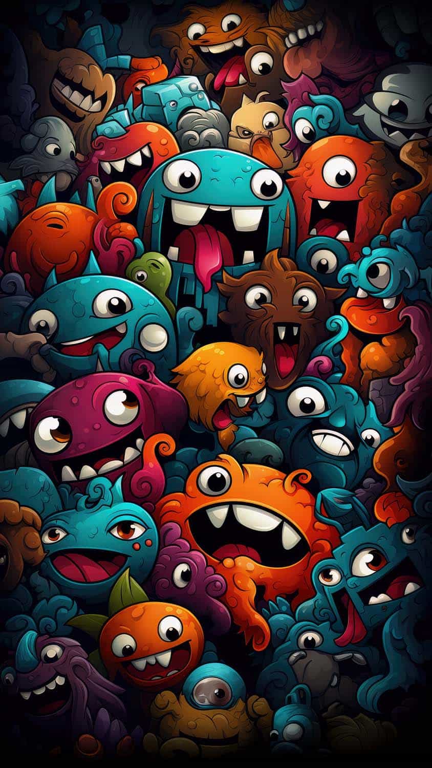 Cute Little Monsters iPhone Wallpaper 4K