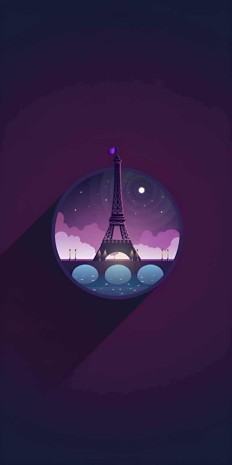 Eiffel Tower Minimal 3D iPhone Wallpaper 4K