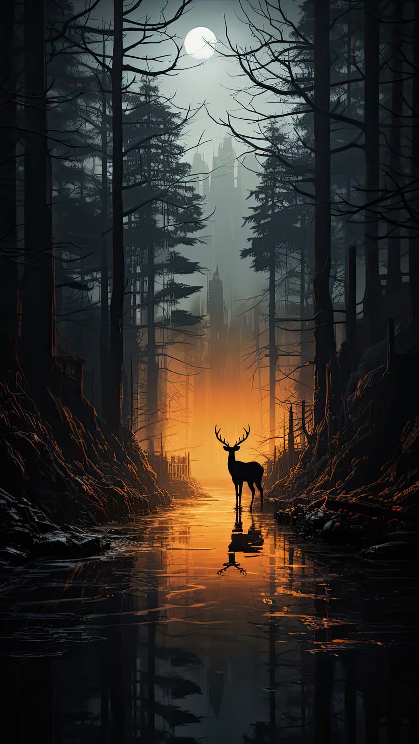 Forest Deer iPhone Wallpaper 4K