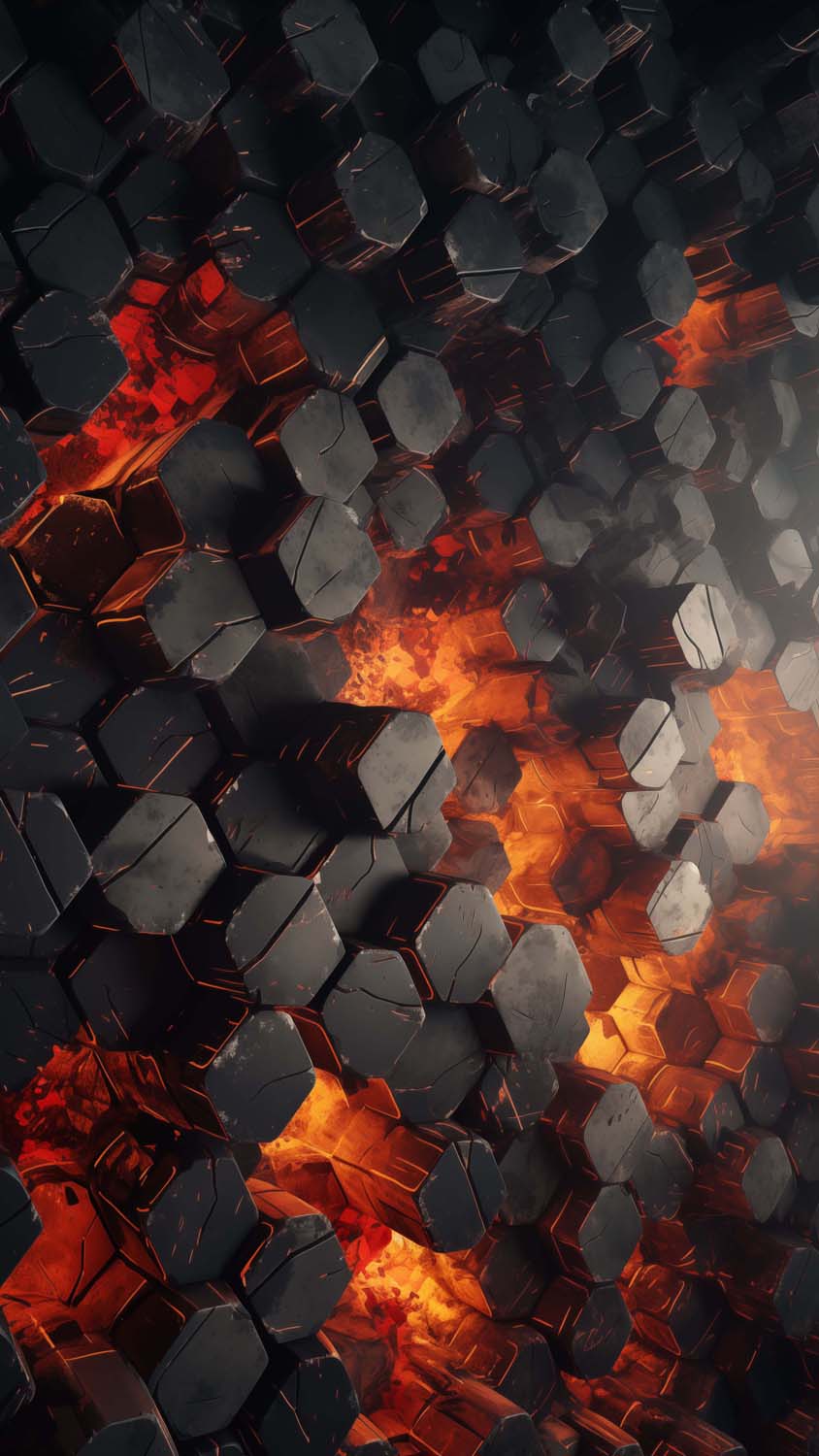 Hexagon Fire iPhone Wallpaper 4K
