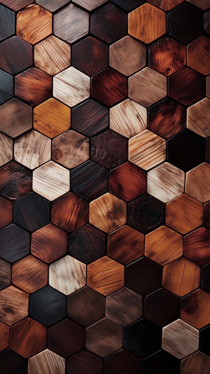 Hexagon Wood Patterns iPhone Wallpaper 4K