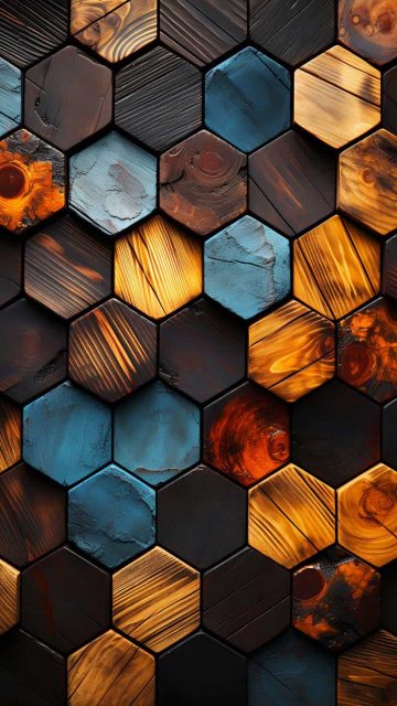 Hexagon Wood iPhone Wallpaper 4K