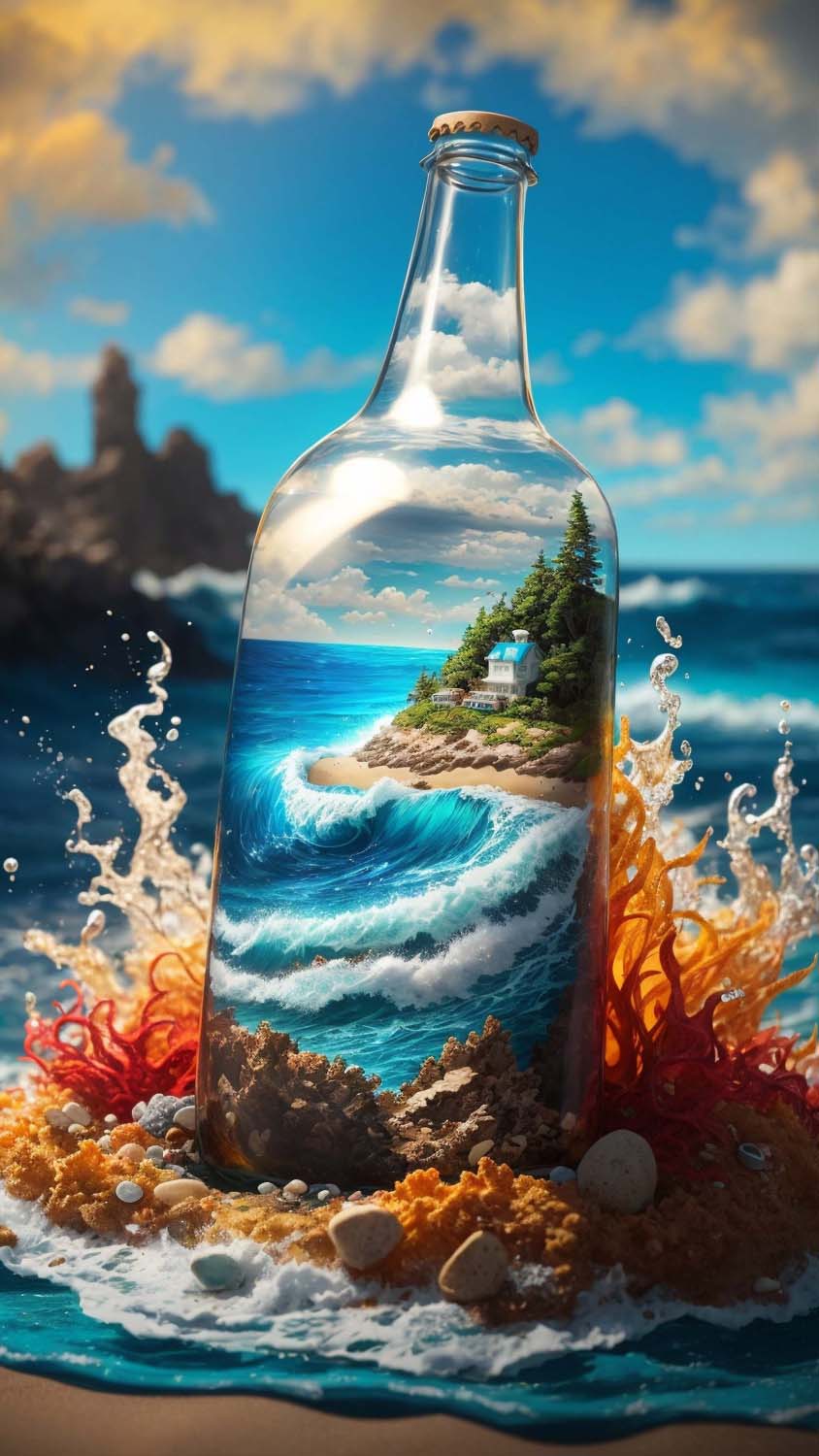 Island in Jar iPhone Wallpaper 4K