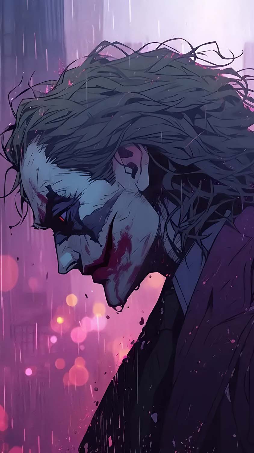 Joker in Rain iPhone Wallpaper 4K