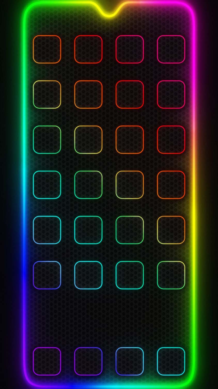 Neon App Dock Icons Wallpaper