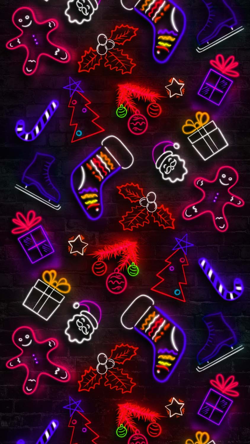 Neon Christmas iPhone Wallpaper 4K