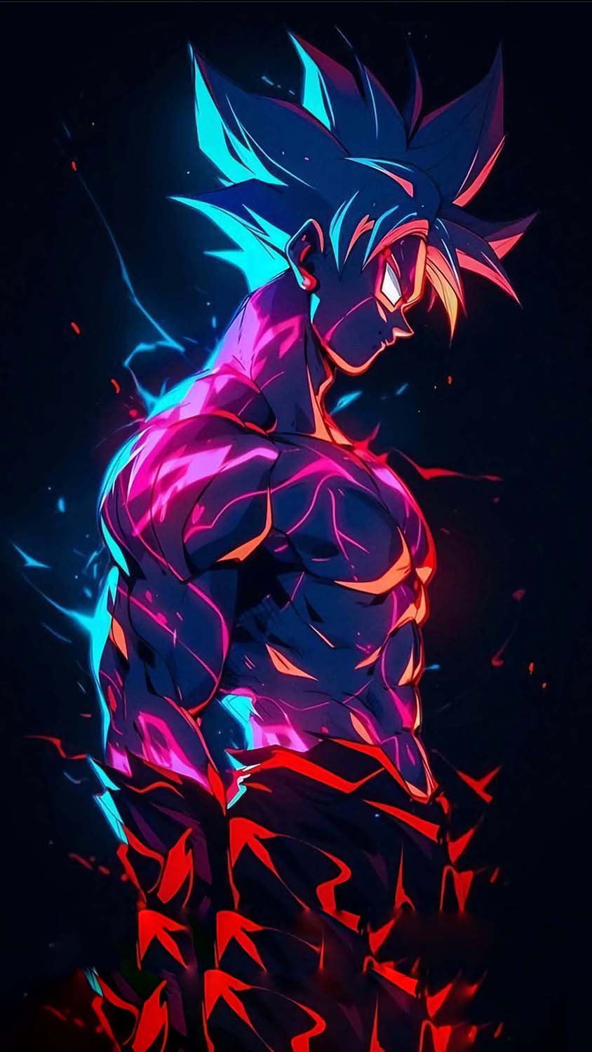Neon Goku iPhone Wallpaper 4K