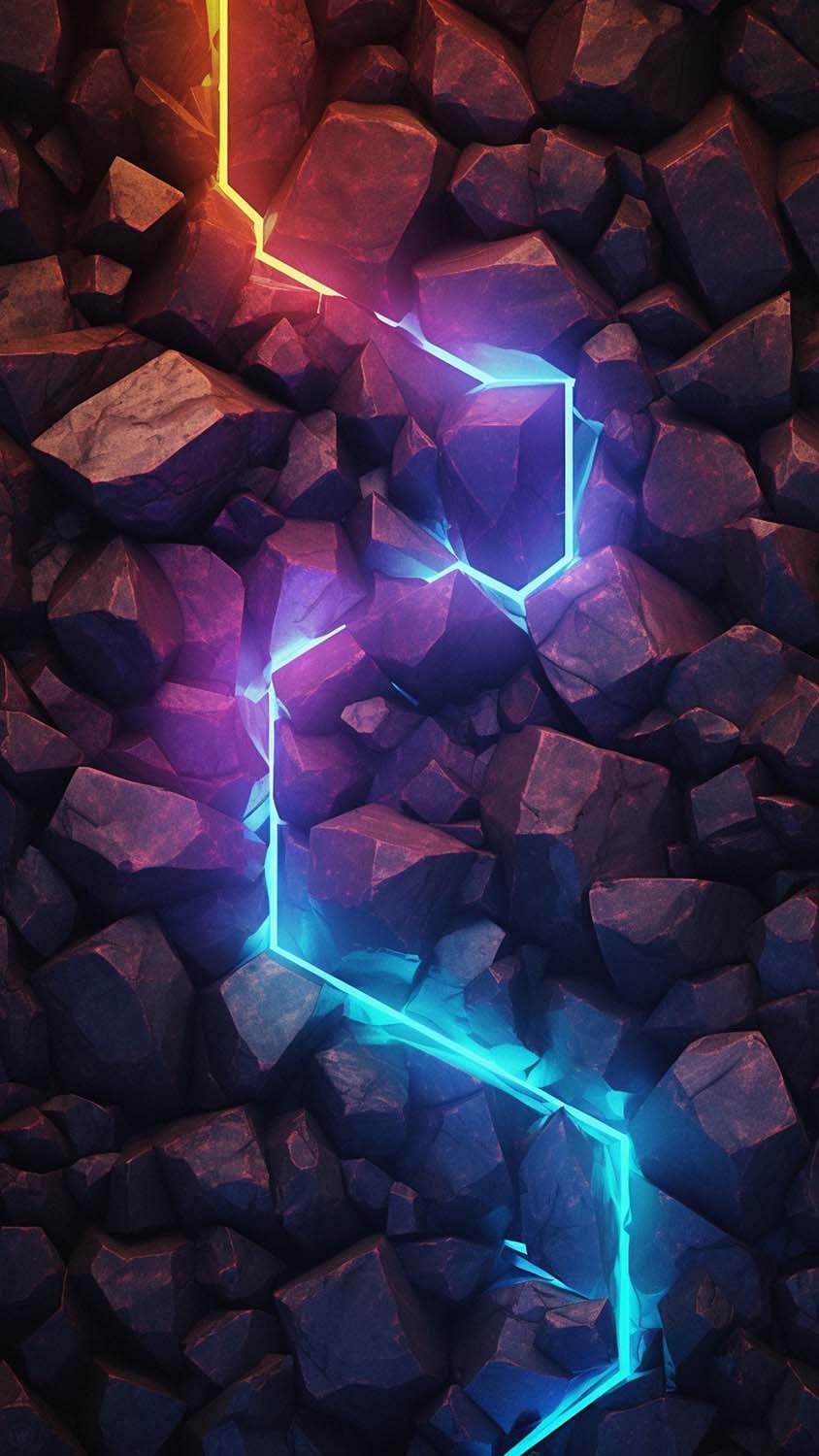 Neon Light Rocks iPhone Wallpaper 4K