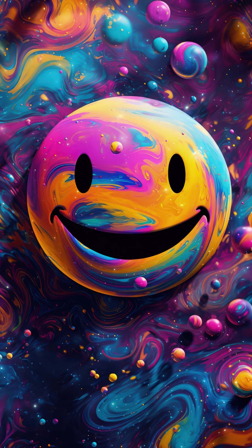 Smiley Oil Paint iPhone Wallpaper 4K