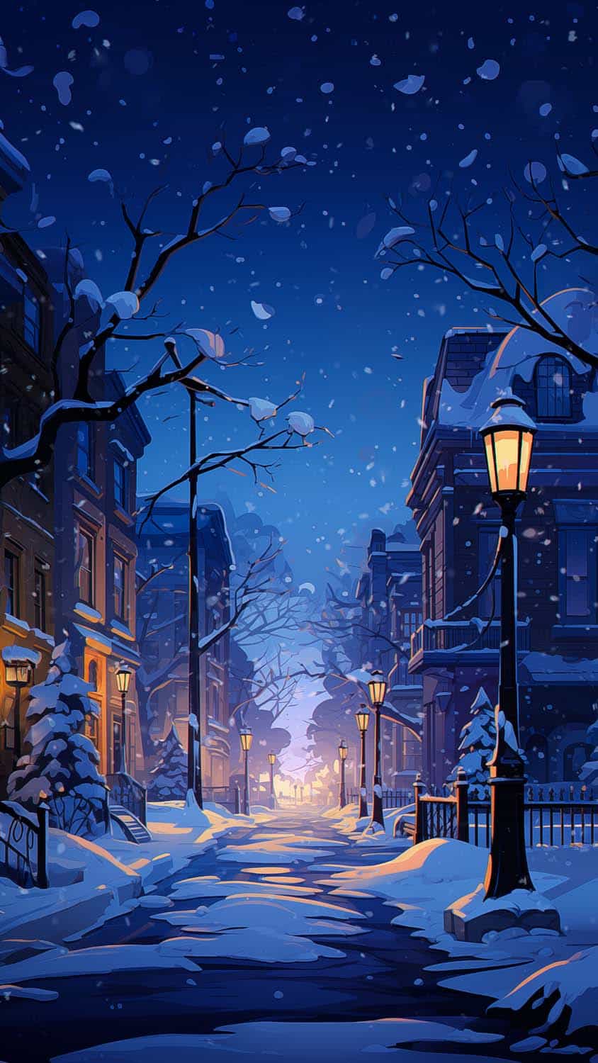 Snowfall Street iPhone Wallpaper