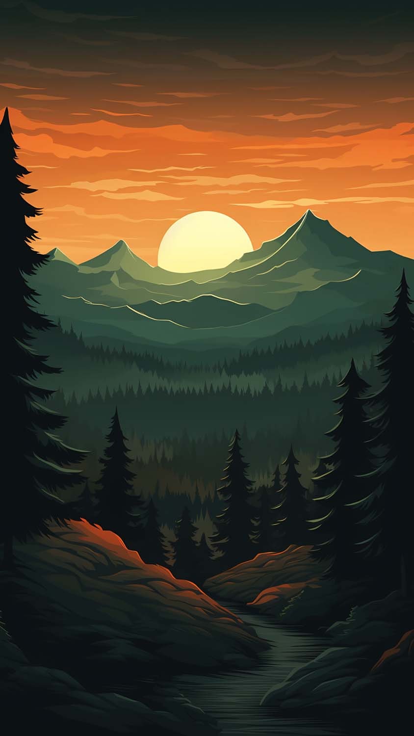 Sunset Landscapeimal Art iPhone Wallpaper 4K