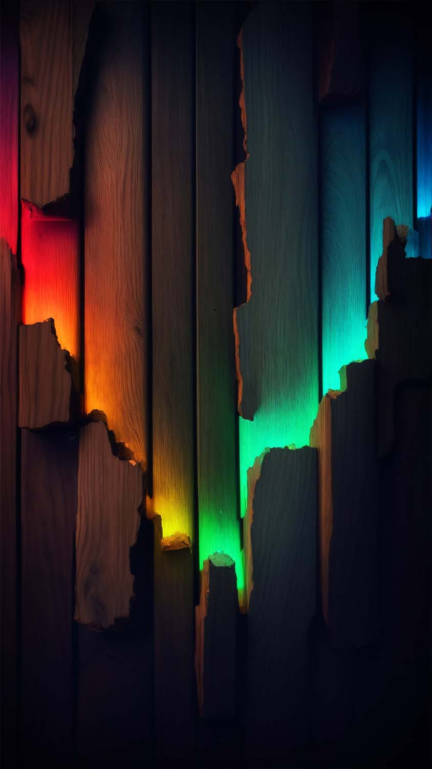 Wood RGB Light iPhone Wallpaper 4K