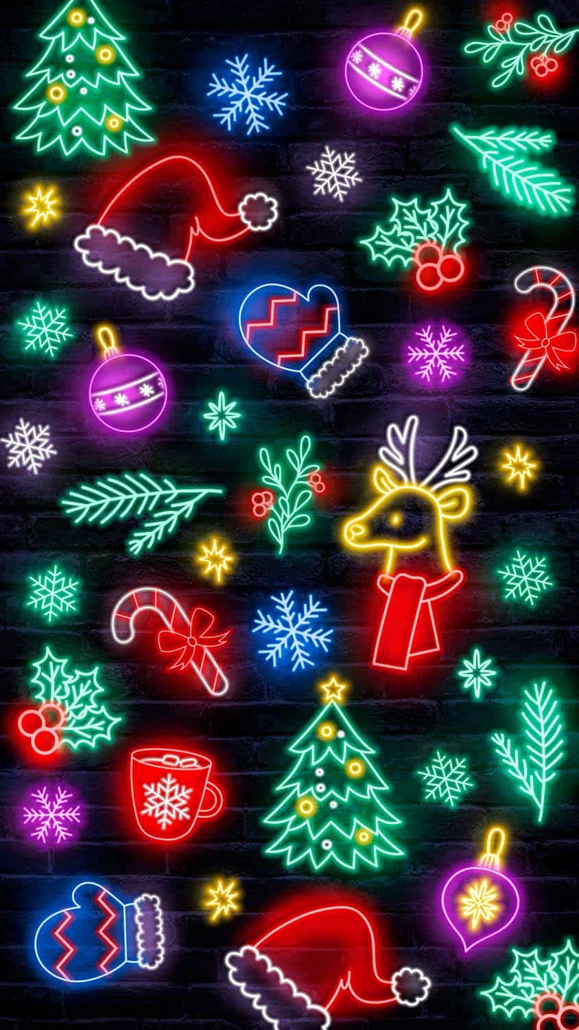 Xmas Neon iPhone Wallpaper