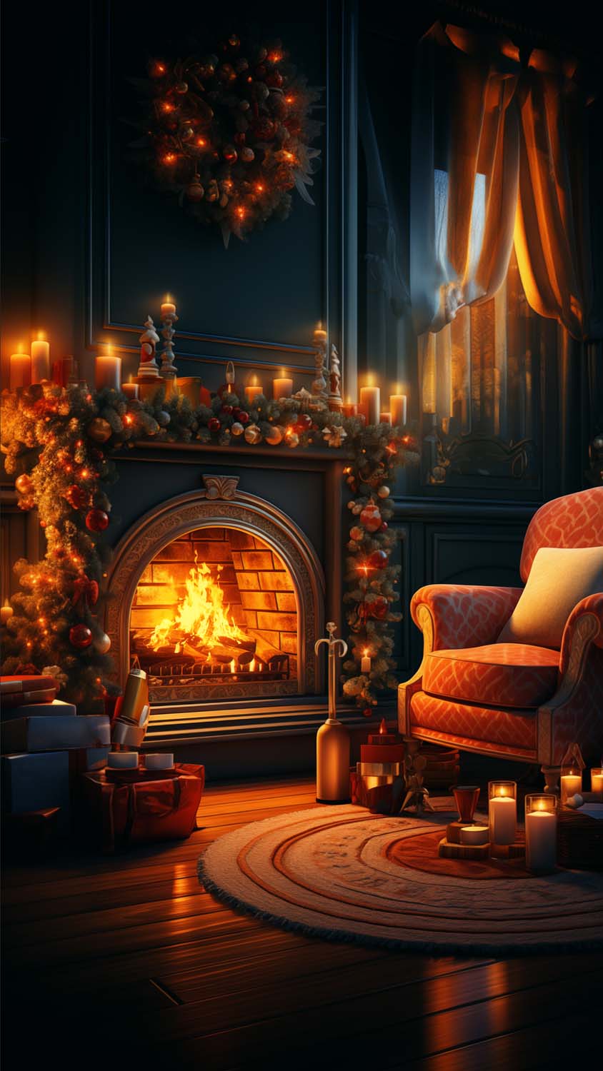 Christmas Fireplace iPhone Wallpaper