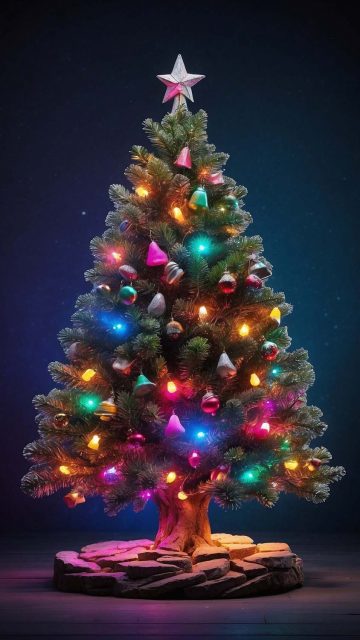 Christmas Tree LED Garland Lights Wallpaper
