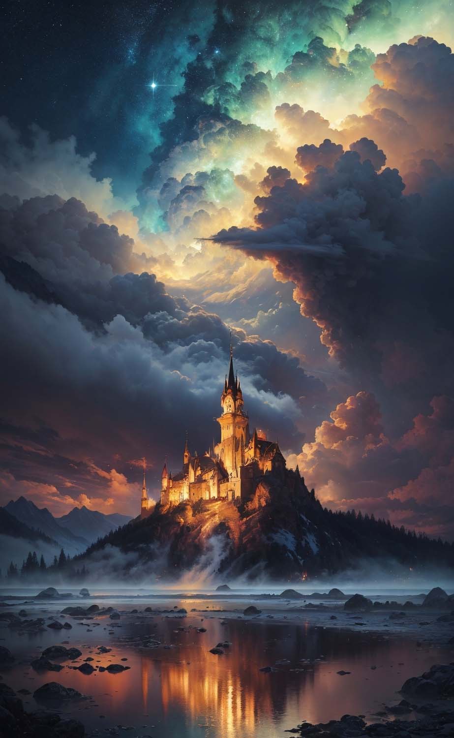 Cloudy Castle iPhone Wallpaper 4K
